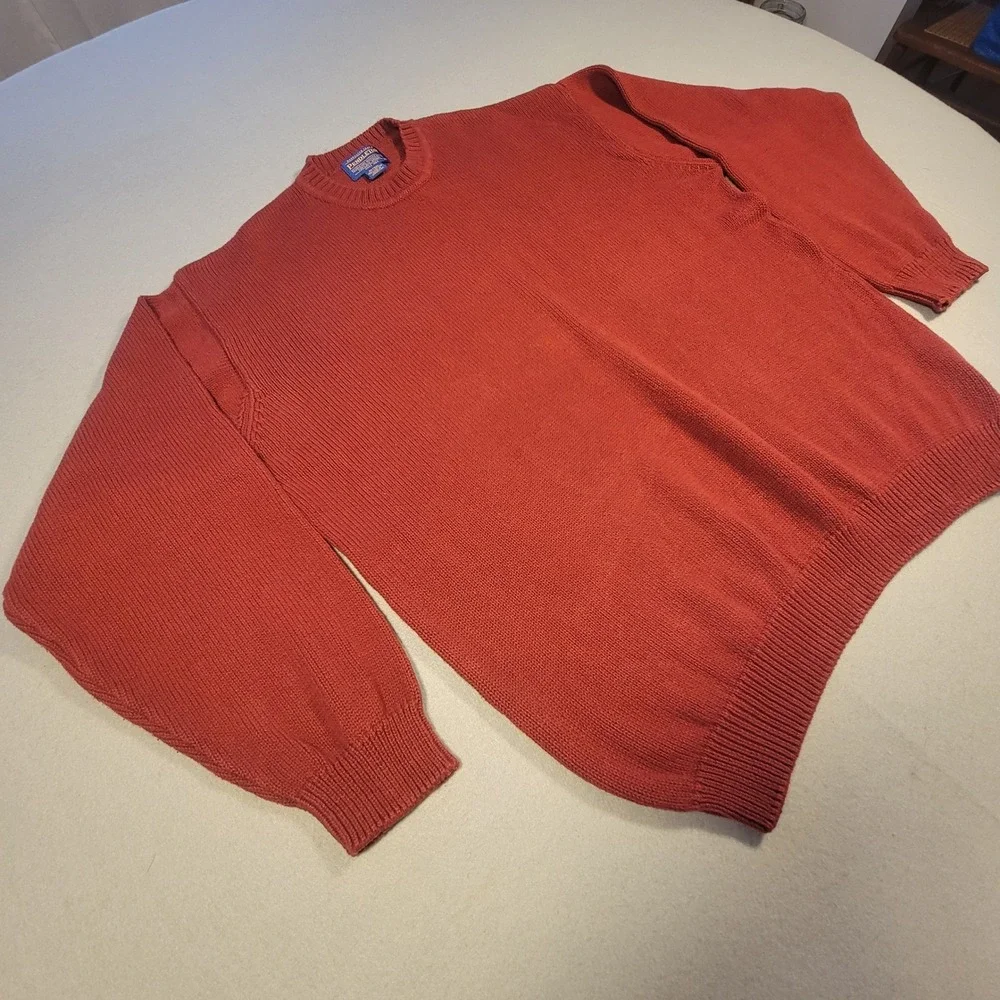 Pendleton Sweater Men's Large Rust Red 100%‎ Cotton Crewneck Heritage Americana